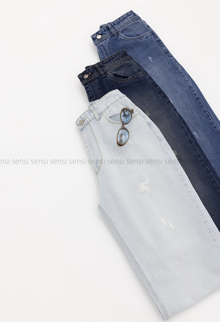 شلوار جین نیم بگ پشت کش کد1005166